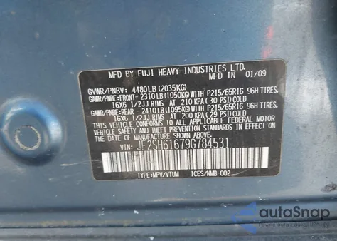 2009 Subaru Forester 2.5X z USA, uszkodzony, nr VIN JF2SH61679G784531